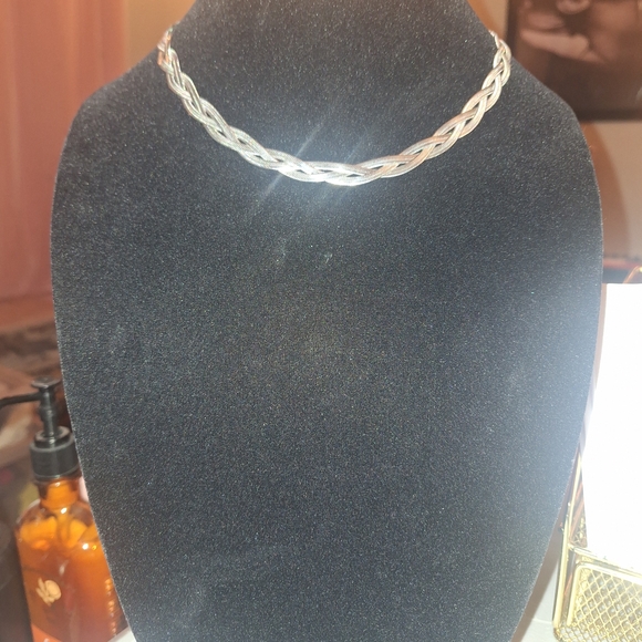 Adjustable Elegant S925 Silver Herringbone Braided Necklace - Picture 3 of 12